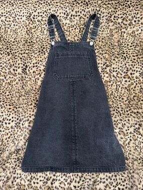 Black Denim Pinafore Mini Dress